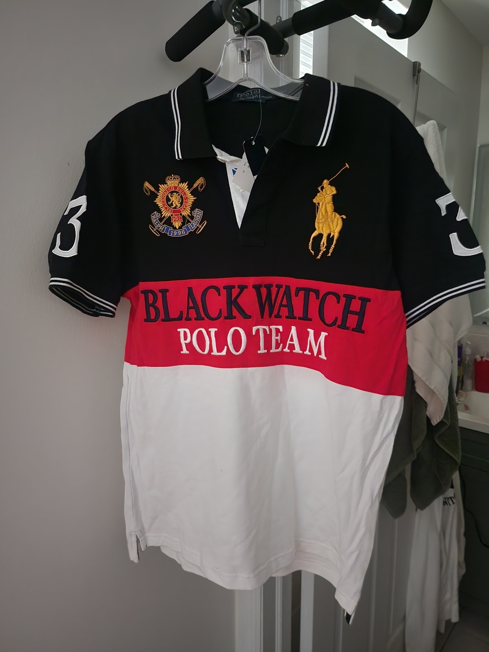 Colorblock Polo Shirt - Black/Red/White